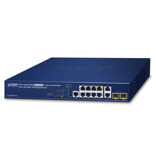 L2+ 8-Port 10/100/1000T 802.3at PoE + 2-Port 10/100/1000T + 2-Port 100/1000X SFP Managed Switch GS-5220-8P2T2S