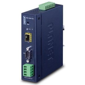 Industrial 1-port RS232/422/485 Serial Device Server with 1-Port 100BASE-FX SFP ICS-2102T