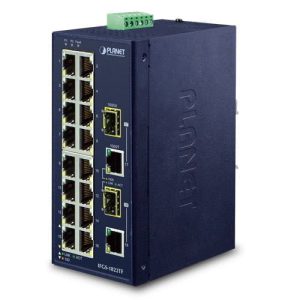 Industrial 16-Port 10/100TX + 2-Port Gigabit TP/SFP Combo Ethernet Switch (-40~75 degrees C) IFGS-1822TF