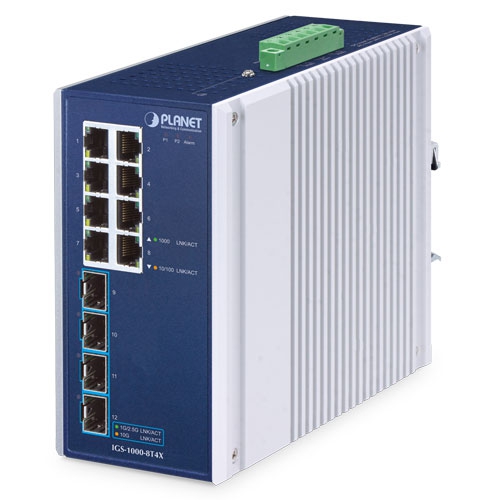 Industrial 8-Port 10/100/1000T + 4-Port 10G SFP+ Ethernet Switch