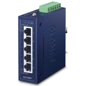 Compact Industrial 5-Port 10/100/1000T Gigabit Ethernet Switch IGS-500T