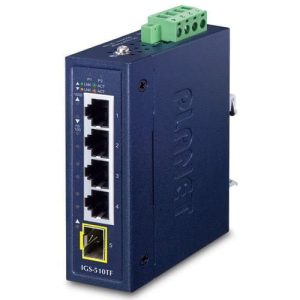 Industrial Compact 4-Port 10/100/1000T + 1-Port 100/1000X SFP Gigabit Ethernet Switch IGS-510TF