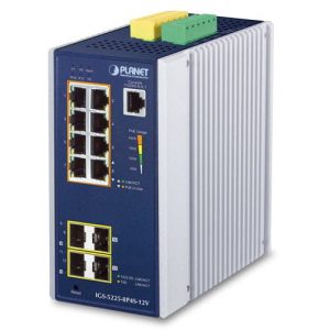 Industrial L2+ 8-Port 10/100/1000T 802.3at PoE + 2-Port 100/1G SFP + 2-Port 100/1G/2.5G SFP Managed Ethernet Switch w/ 12V Booster IGS-5225-8P4S-12V