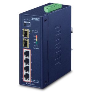 Industrial 4-Port 10/100/1000T 802.3at PoE + 2-Port 100/1000X SFP Ethernet Switch IGS-624HPT