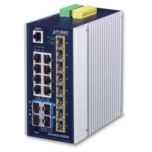 Industrial L3 8-Port 10/100/1000T + 8-Port 1G/2.5G SFP + 4-Port 10G SFP+ Managed Ethernet Switch IGS-6325-8T8S4X