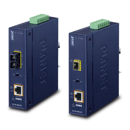 1000BASE-X to 10/100/1000BASE-T 802.3at PoE+ Industrial Media Converter IGTP-802TS