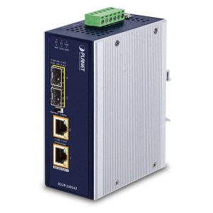 Industrial 2-Port 100/1000X SFP to 2-Port 10/100/1000T 802.3bt PoE++ Media Converter IGUP-2205AT
