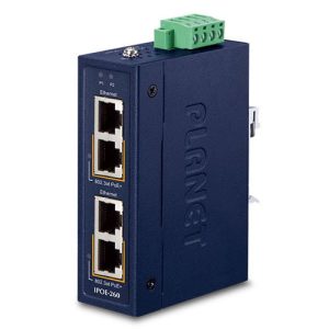 Industrial 2-port 10/100/1000T 802.3at PoE+ Injector Hub IPOE-260