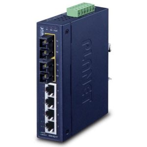 4-Port 10/100Base-TX + 2-Port 100Base-FX Industrial Ethernet Switch with Wide Operating Temperature (-40~75 degrees C) ISW-621T