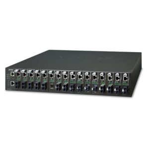 16-Slot Managed Media Converter Chassis with Redundant Power Supply System MC-1610MR