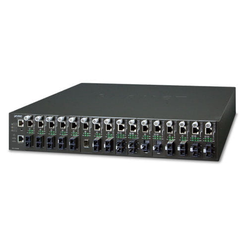 16-Slot Managed Media Converter Chassis with Redundant Power Supply System MC-1610MR