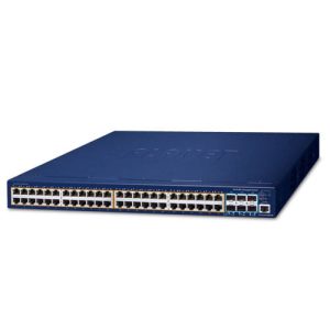L3 48-Port 10/100/1000T 802.3at PoE + 6-Port 10G SFP+ Stackable Managed Switch with 55V DC Redundant Power SGS-6310-48P6XR