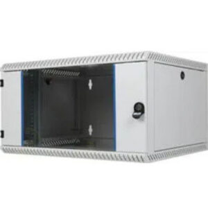 BKT wall hanging cabinet single chamber "TOP" 4U, 600/400/240 (W/D/H mm), RAL 7035 (welded frame-capacity 50 kg) metal/glass door