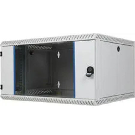 BKT wall hanging cabinet single chamber "TOP" 4U, 600/400/240 (W/D/H mm), RAL 7035 (welded frame-capacity 50 kg) metal/glass door