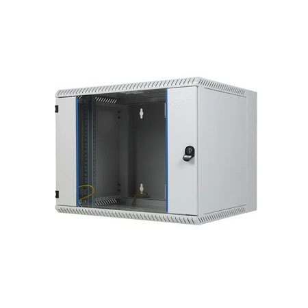 BKT wall hanging cabinet double section "TOP"  12U, 600/600/600 (W/D/H mm), RAL 7035 (welded frame-capacity 50 kg) metal/glass door