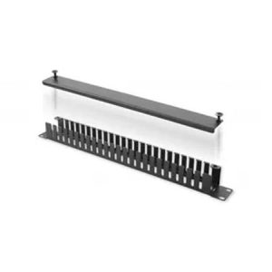 BKT metal Cable organiser/holder with grommets 19"/1U RAL 9005 (metal holder with Cable gland)
