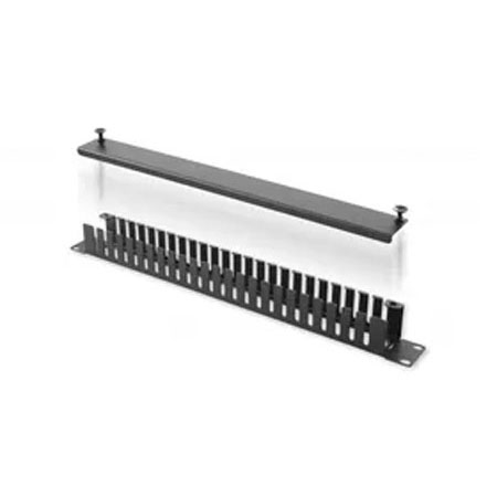 BKT metal Cable organiser/holder with grommets 19"/1U RAL 9005 (metal holder with Cable gland)