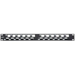 BKT patch panel 19'', modular 48xRJ45, shielded, 1U, black, extra labels