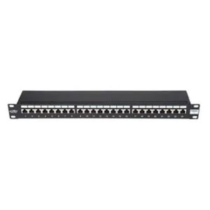 BKT patch panel 19'', 24xRJ45, shielded, cat.5e, 1U, black, cable organiser