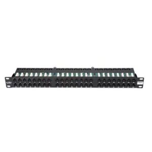 BKT patch panel 19'', 48xRJ45, unshielded, cat.6, 1U, black, cable organiser