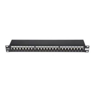 BKT patch panel 19'', 24xRJ45, shielded, cat.6, 1U, black, cable organiser