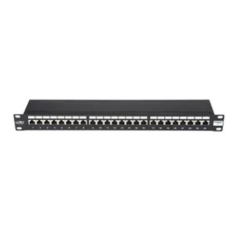 BKT patch panel 19'', 24xRJ45, shielded, cat.6, 1U, black, cable organiser