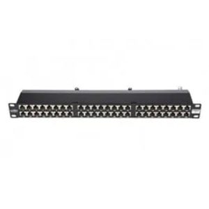 BKT patch panel 19'', 48xRJ45, shielded, cat.6, 1U, black, cable organiser