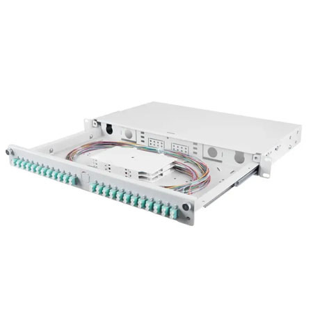 Fiber optic panel BKT VENI-2-TOP, 19", 1U, sliding, w/o front plate, grey