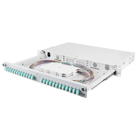 Fiber optic panel BKT VENI-2-TOP, 19", 2U, sliding, w/o front plate, grey