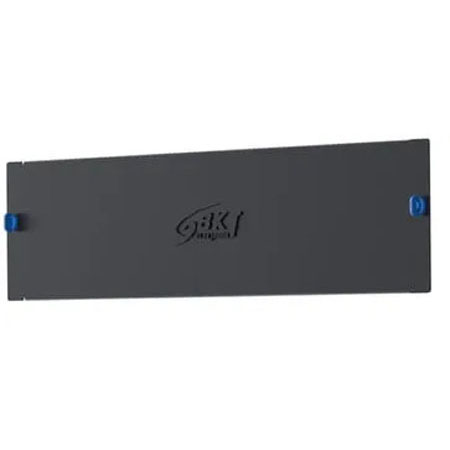 BKT blanking panel 2U 19" RAL 9005 black, semi-matt, with BKT logo– toolless installation (metal)
