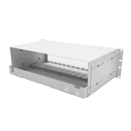 Fiber optic panel BKT Alfa LGX, 19", 3U, solid box, aluminium, front plate 13xSlot Alfa/LGX, grey, RAL7035