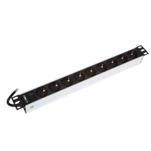 BKT power distribution unit 19", 9xDIN 49440(schuko), plug DIN 49441(unischuko) 16A/250V, LED control light,cable 2.5m