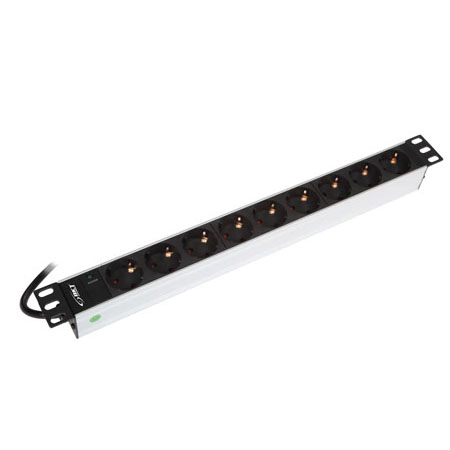 BKT power distribution unit 19", 9xDIN 49440(schuko), plug DIN 49441(unischuko) 16A/250V, LED control light,cable 2.5m