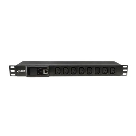 BKT DUAL Power distribution unit 19" 1U, front 8xIEC 320 C13, back 6xIEC 320 C19, amperometer/voltometer with an overload sound alarm, ModBus RTU, circuit breaker 32A, plug IEC 60309 32A/250V, power cable 3.0m