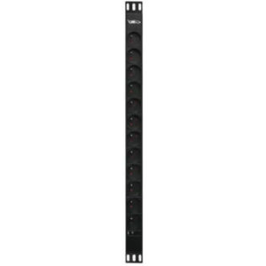 BKT vertical power distribution unit single phase 12xNF C61-314 PL/FR standard), plug DIN 49441 (unischuko) 16A/250V, LED control light,PDU length L=669mm, cable 3.0m