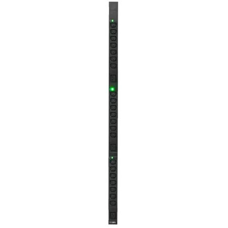 BKT vertical power distribution unit three phase 21xIEC320 C13 + 3xIEC320 C19, plug IEC 60309 32A/400V, 3 x LED control light, PDU length L=1150mm, cable 3.0m
