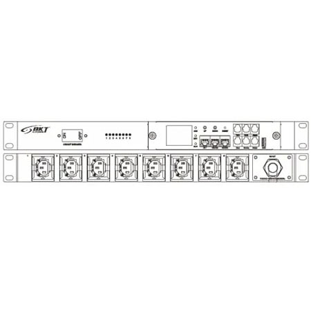 Management power distribution unit 19" 1U BKT MSPDU type D 8xC13, plug DIN 49441 (unischuko) 16A/ 250V, cable 3.0m, 1x16A circuit breaker, environmental ports: 2xT/H, 1xWater, 1xDoor, 1xSmoke