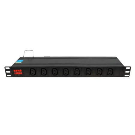 BKT DUAL Power distribution unit 19" 1U, front 8xIEC 320 C13, back 6xIEC 320 C19, amperometer/voltometer, automatic fuse 16A, IEC320 C20 16A/250V power plug (built-in), no power cable included