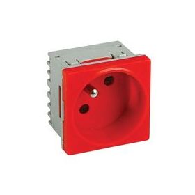 PRIZA SCHUKO CU PIN (UPS) 45x45mm (2 module / BUILT IN BABY / ROSU)
