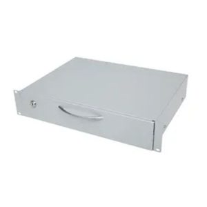 BKT retractable shelf (sliding) for keyboard and mouse, 19" o depth 350 mm, height 2U, with lock,RAL 7035 GREY