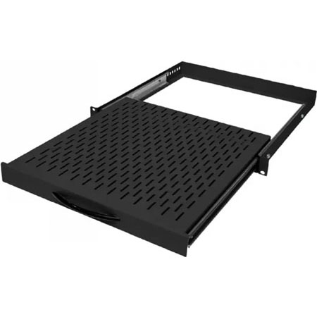 BKT retractable shelf (sliding) BKT 19",1U, depth 650mm, mounted at 4 points RAL 9005 BLACK