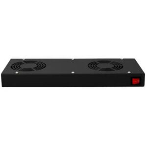 BKT ventilation panel 2 x fan, roof/rack mounted+thermostat 1U BLACK
