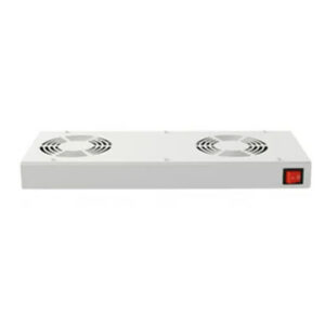 BKT ventilation panel 2 x fan, roof/rack mounted+thermostat 1U GREY