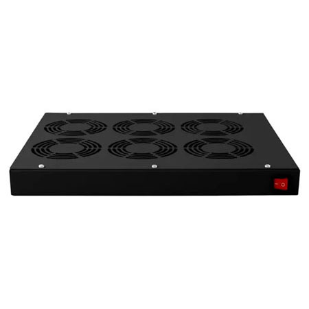 BKT ventilation panel 6 x fan, roof/rack mounted+thermostat 1U BLACK