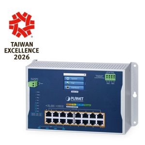 IP30, IPv6/IPv4, L2+ 16-Port 10/100/1000T 802.3bt PoE + 4-Port 10G SFP+ Wall-mount Managed Switch with LCD touch screen